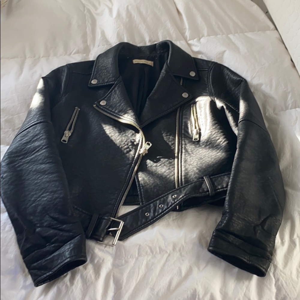 Vegan leather biker jacket